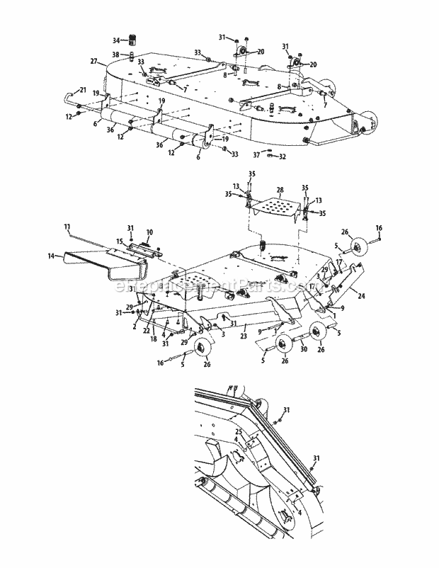 Deck Mower 60-Inch Diagram and Parts List for S6031-KW 53CI8DU6050 Cub Cadet Sprayer
